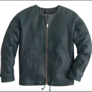 J.Crew Collection Green Leather Jacket Size 4